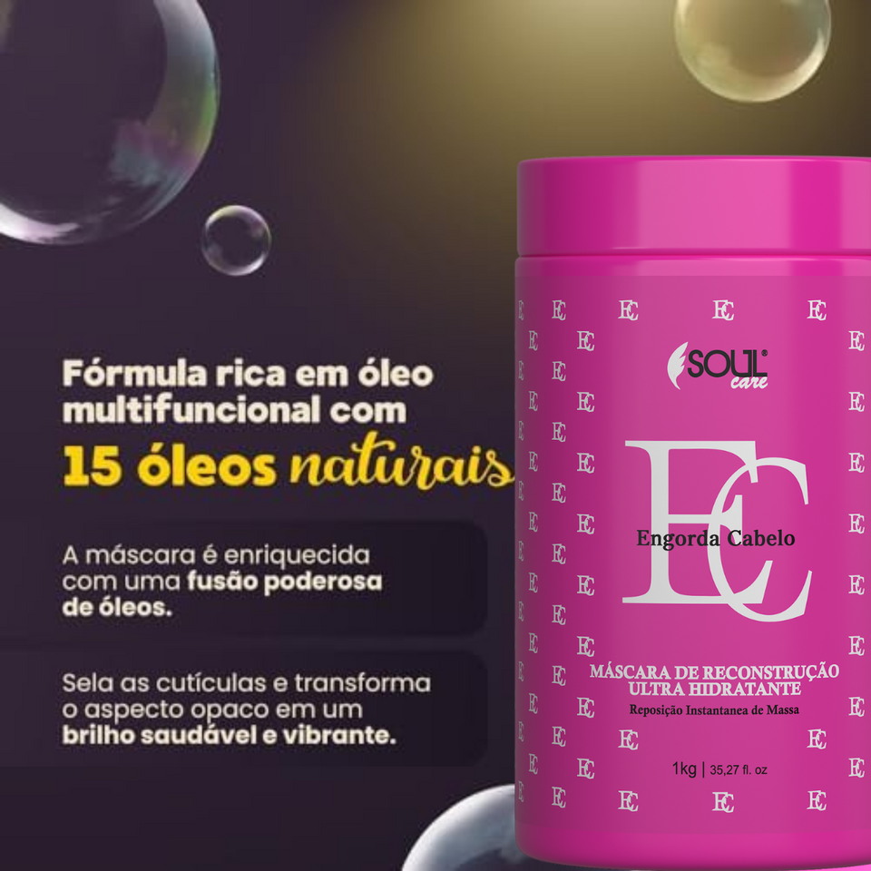 Kit Shampoo + Máscara - Reconstrução capilar engorda cabelo (1L e 1 Kg)