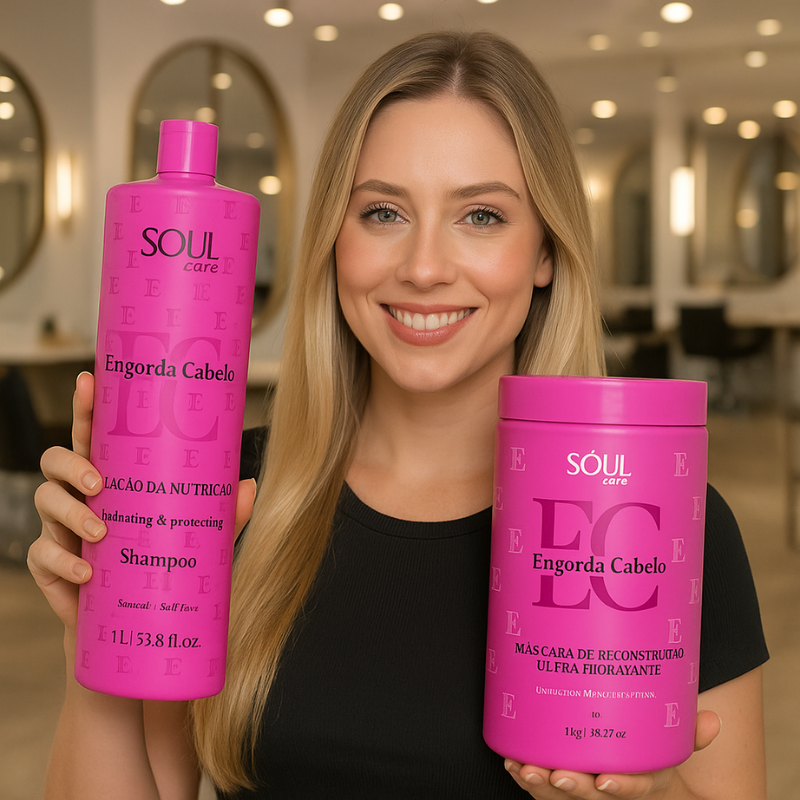Kit Shampoo + Máscara - Reconstrução capilar engorda cabelo (1L e 1 Kg)
