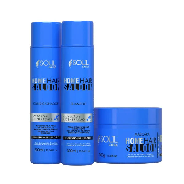 Kit Nutrição Capilar Home Hair Saloon - Shampoo + Condicionador + Máscara de Tratamento 300g