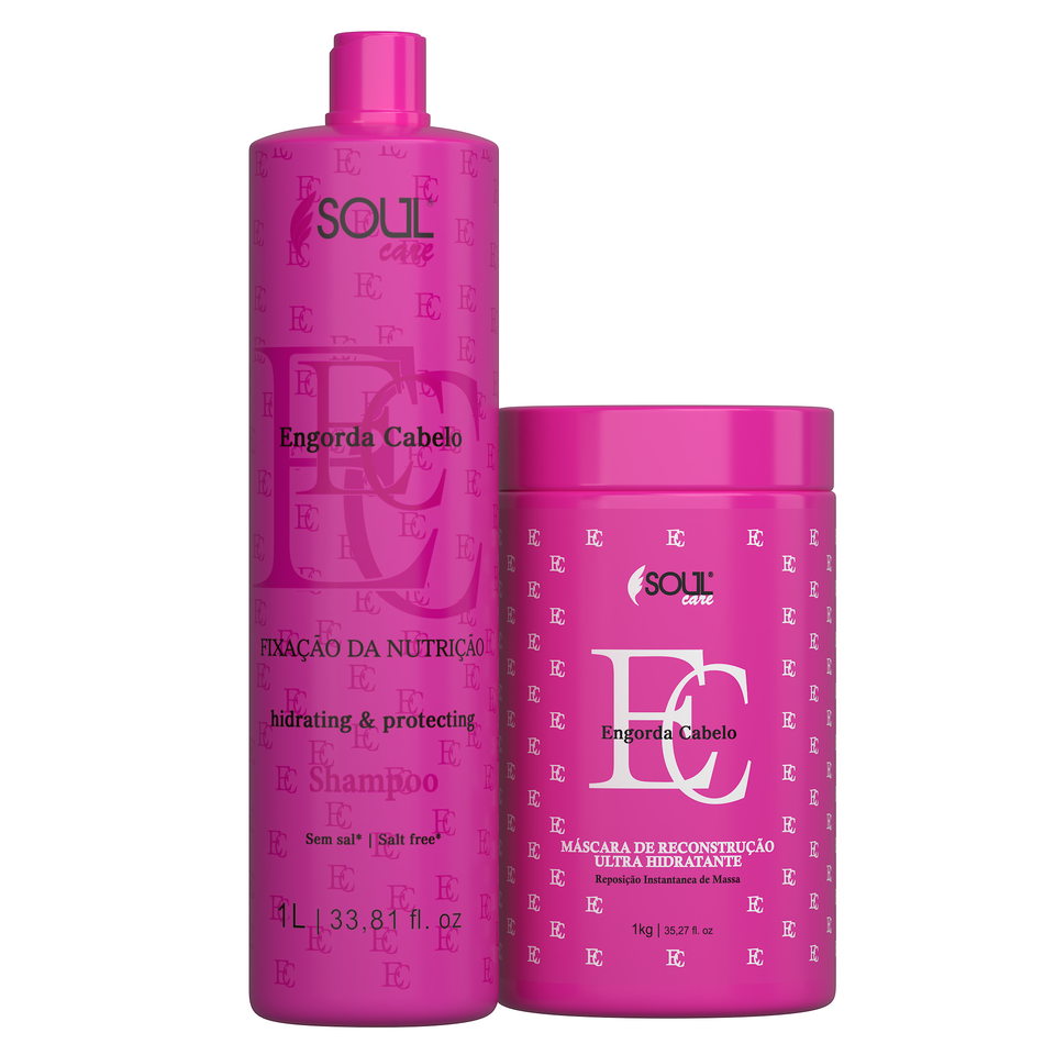 Kit Shampoo + Máscara - Reconstrução capilar engorda cabelo (1L e 1 Kg)