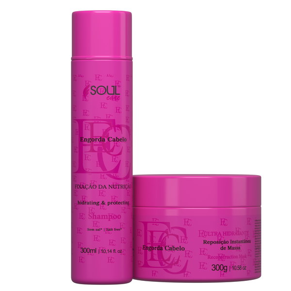 kit Engorda Cabelo: Shampoo e máscara -(300 ml e 300 Gramas)